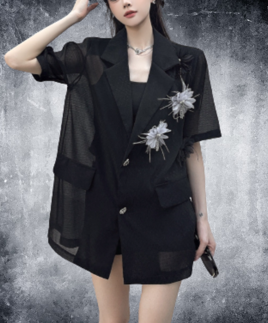 sparkling floral mesh lightweight jacket EN2915