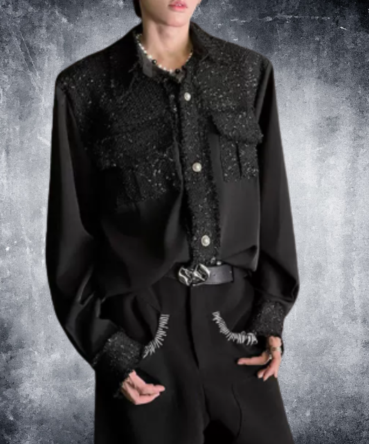 decorative panel with pearl-effect buttons shirt EN3183