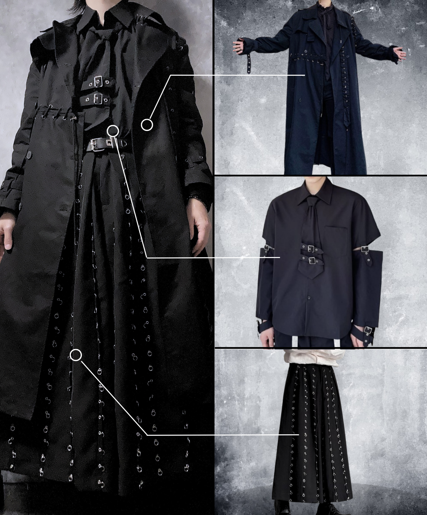 【style86】dark mode outfit set EN2632（coat + shirt + pants set）