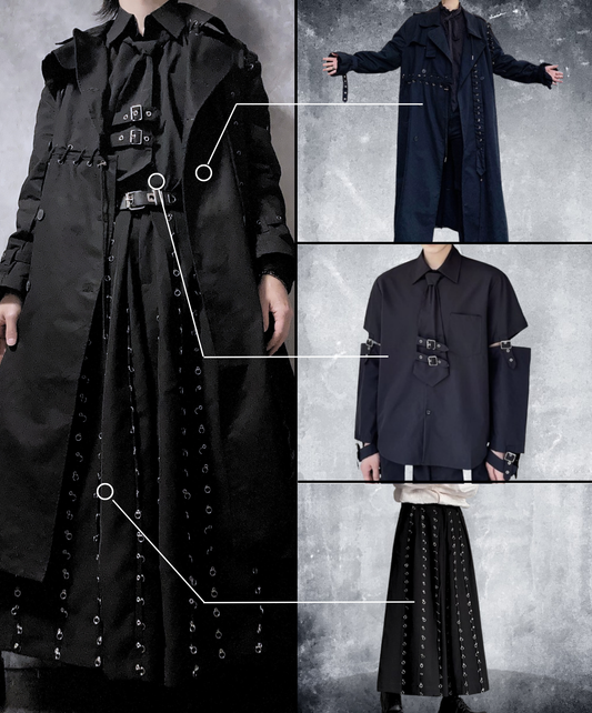 【style86】dark mode outfit set EN2632（coat + shirt + pants set）