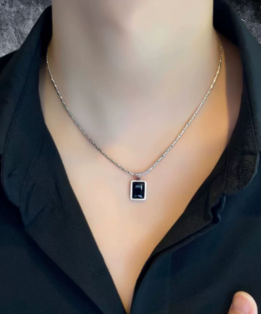 square-frame glasses with slim chains necklace EN3195