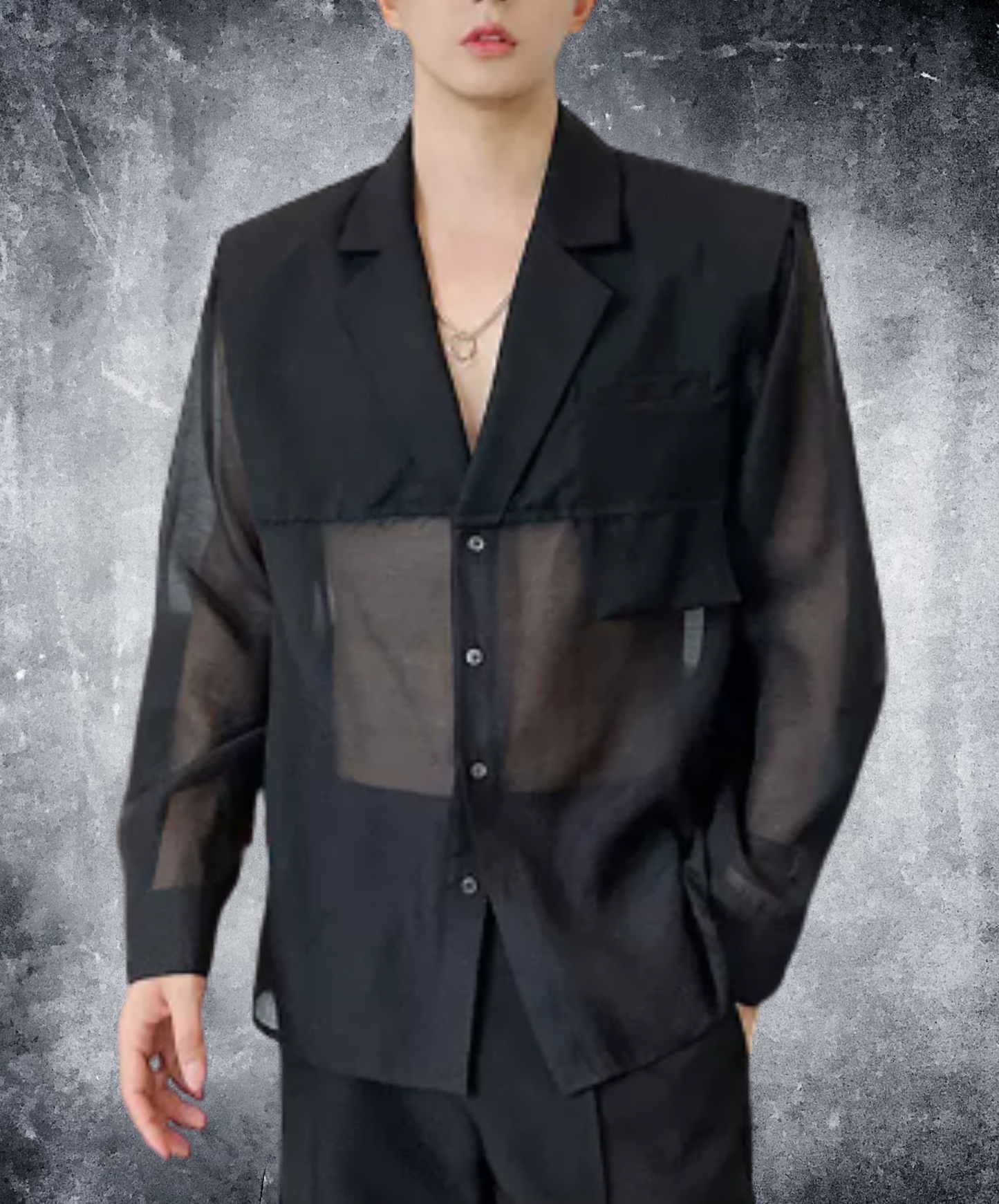 sheer top with a raw-edge design jacket EN2992