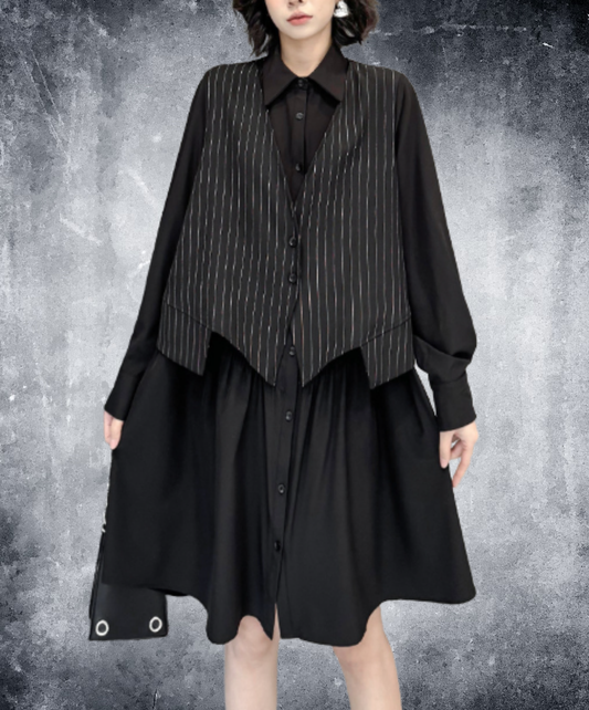 best-selling flared silhouette layered look long shirt EN3151