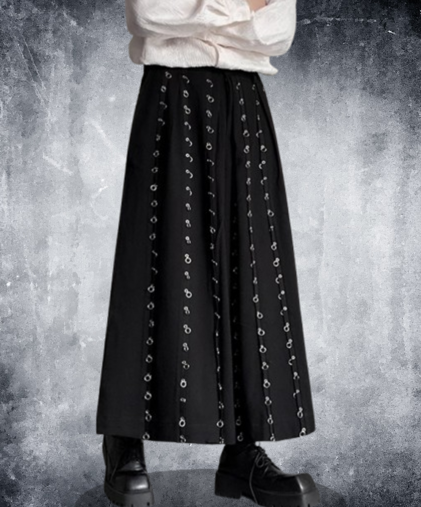 dark metal hoop wide pants EN1899