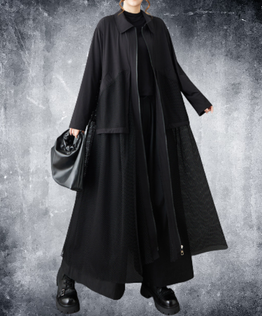 straight-leg mesh patchwork style long shirt EN3098