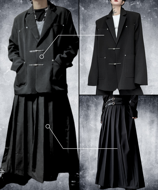 【style56】dark mode outfit set EN1853（jacket + skirt set）