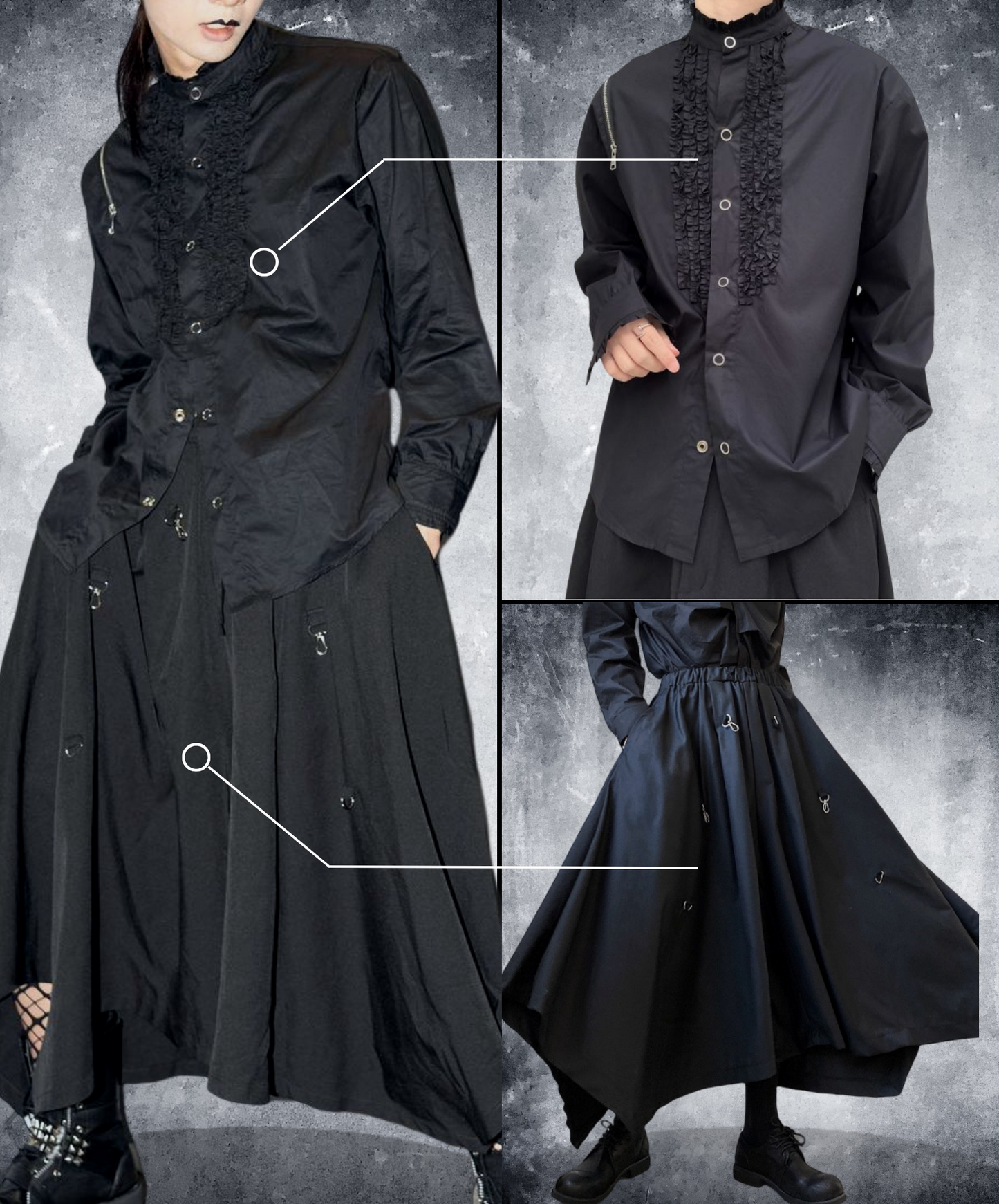 【style34】dark mode outfit set EN1095（ shirt + pants set）
