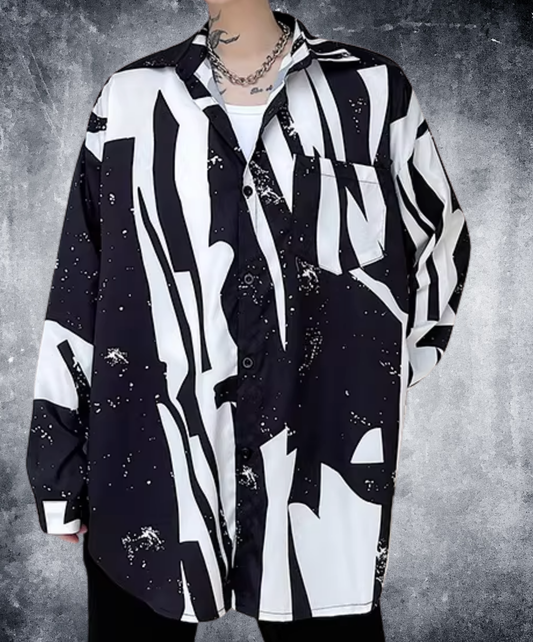 dark black and white print shirt EN2832