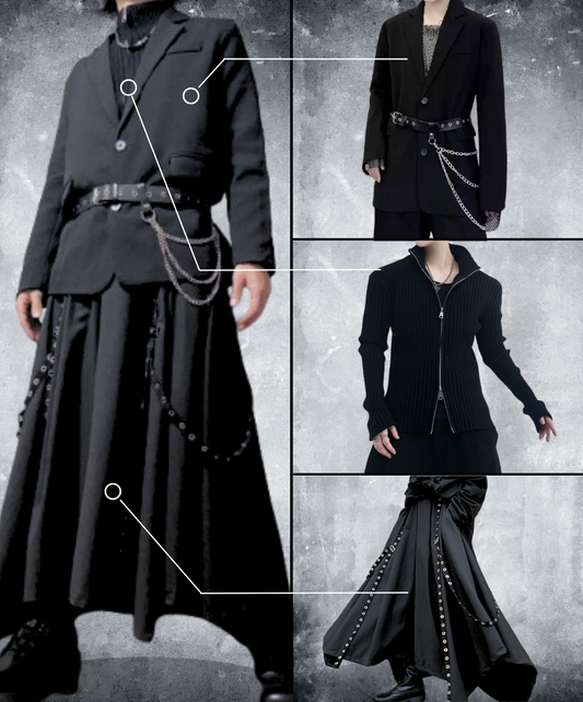 【style66】dark mode outfit set EN1890（jacket + sweater + pants set）