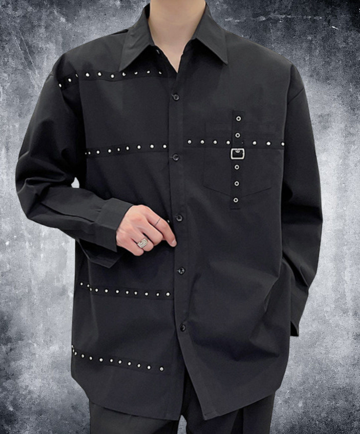 dark unique stud design shirt EN2668