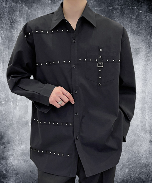 dark unique stud design shirt EN2668