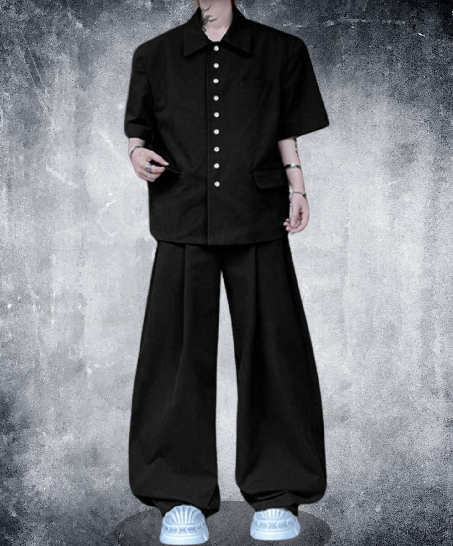 【style75】dark mode outfit set EN2114（shirt + pants set）