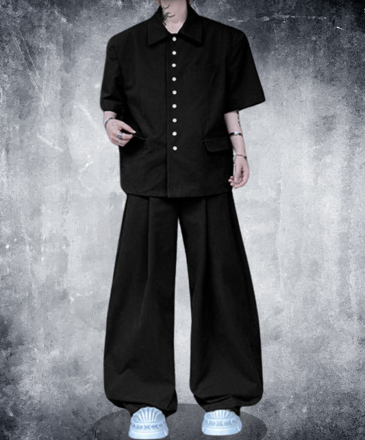 【style75】dark mode outfit set EN2114（shirt + pants set）
