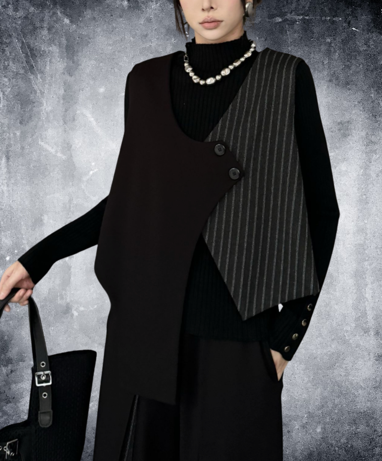 striped patchwork Irregular vest EN2742