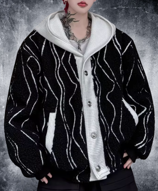 irregular striped hoodie jacket EN2596