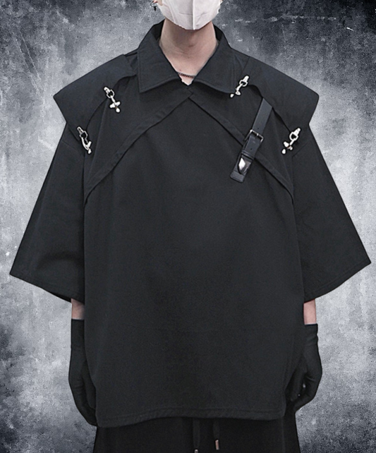 metal buckle patchwork design shirt EN2142