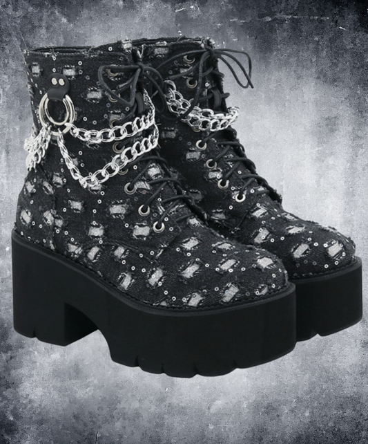 square hole ring chain boots EN2611