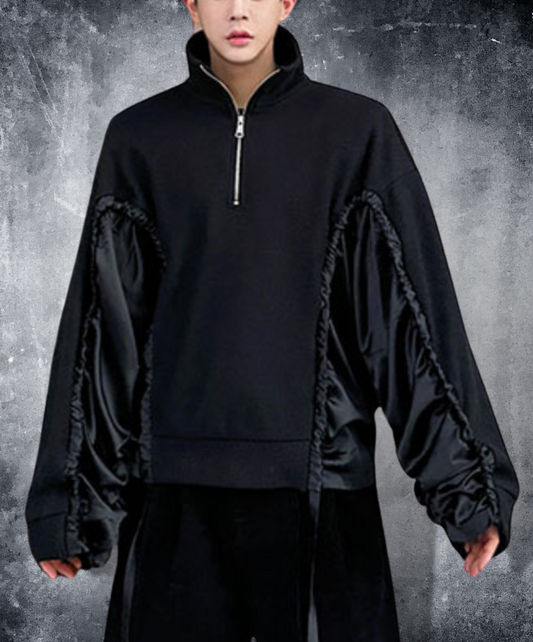 dark stand up collar zip-up sweatshirts EN1453