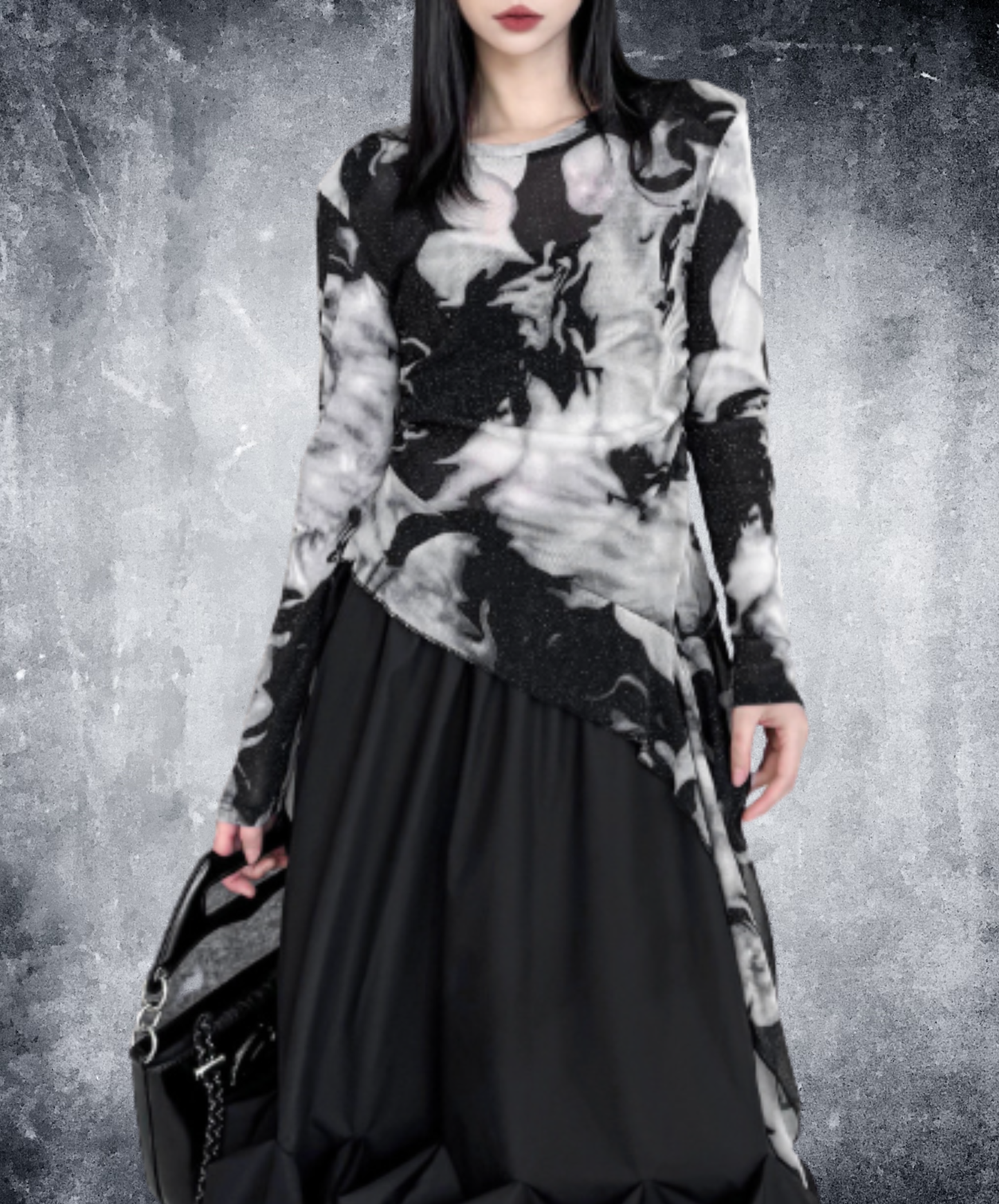 tie-dye mesh with an irregular design t-shirt EN3083