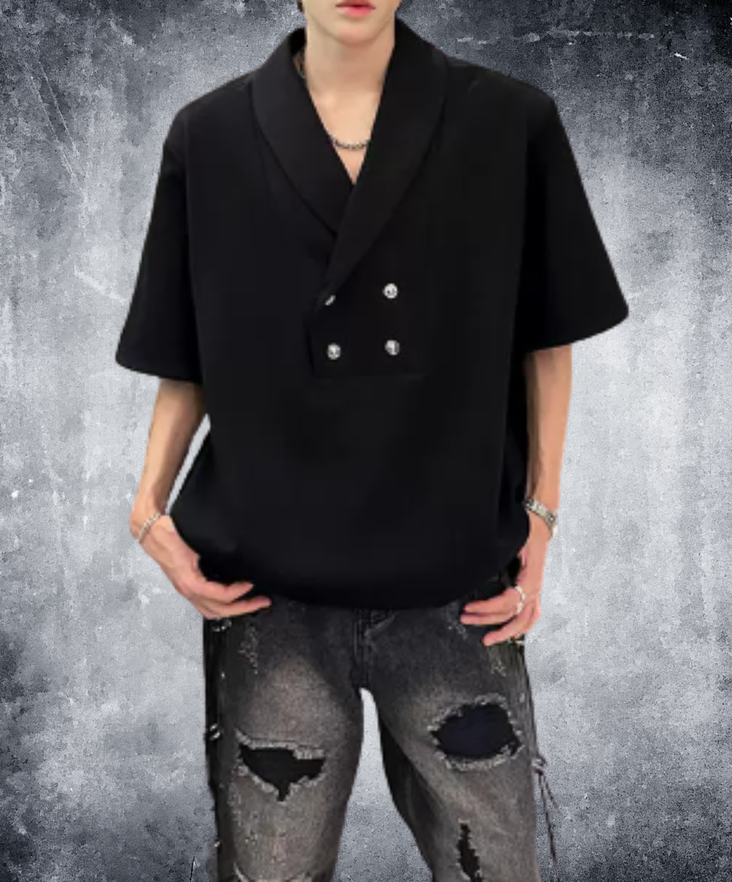 v-neck with stud embellishment t-shirt EN3033
