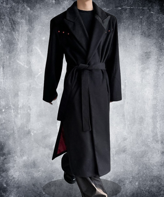 red rhinestone decorated long coat EN2602