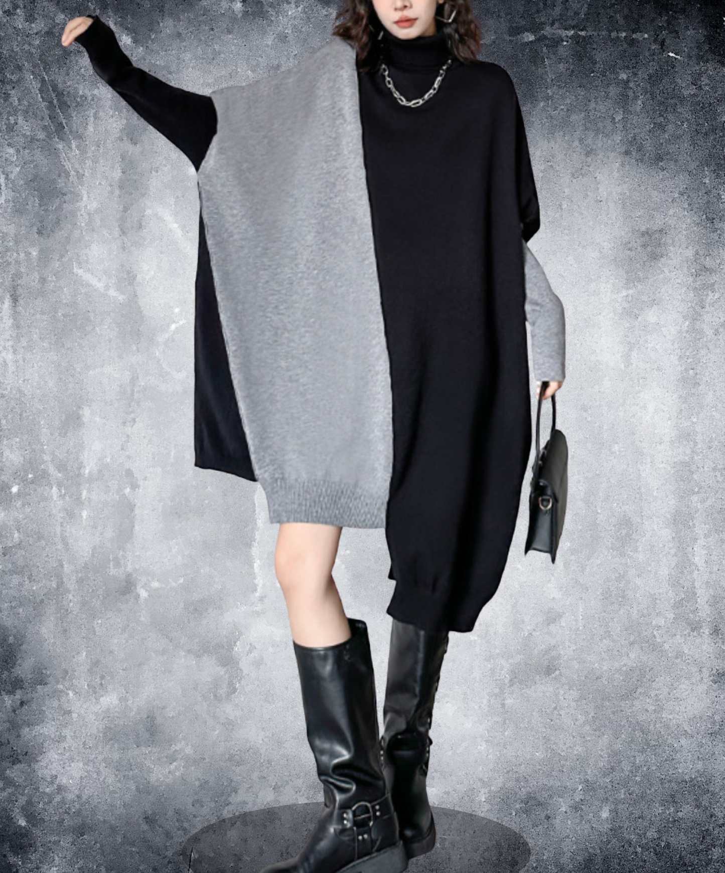 asymmetric two-tone sweatshirt EN2585