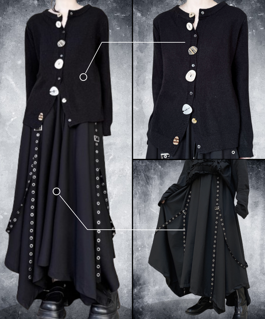 【style50】dark mode outfit set EN1627（cardigan +pants set）