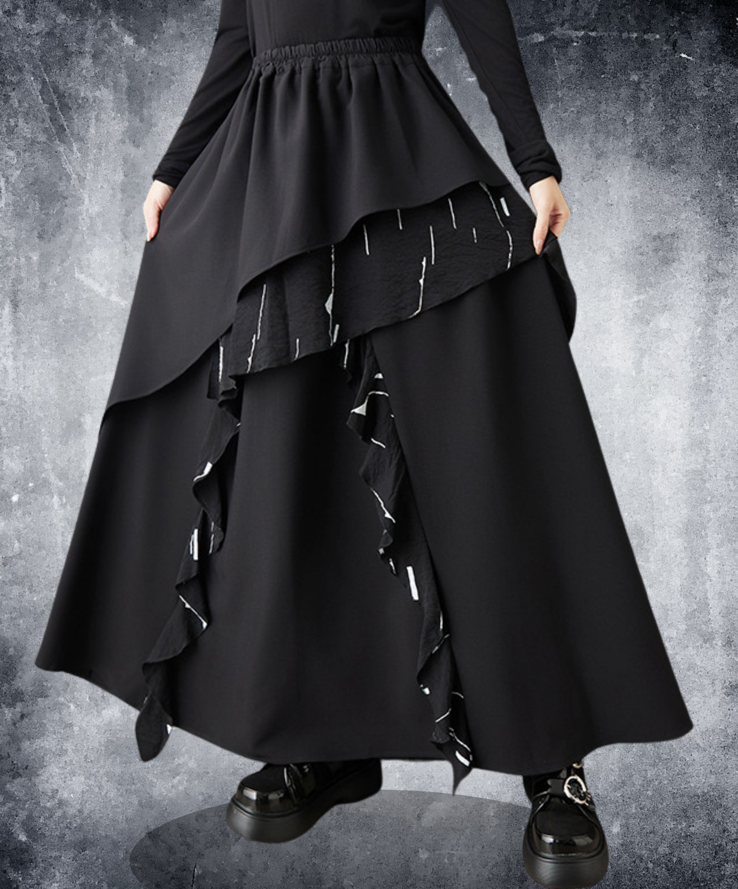 splicing print drapes skirt EN2755