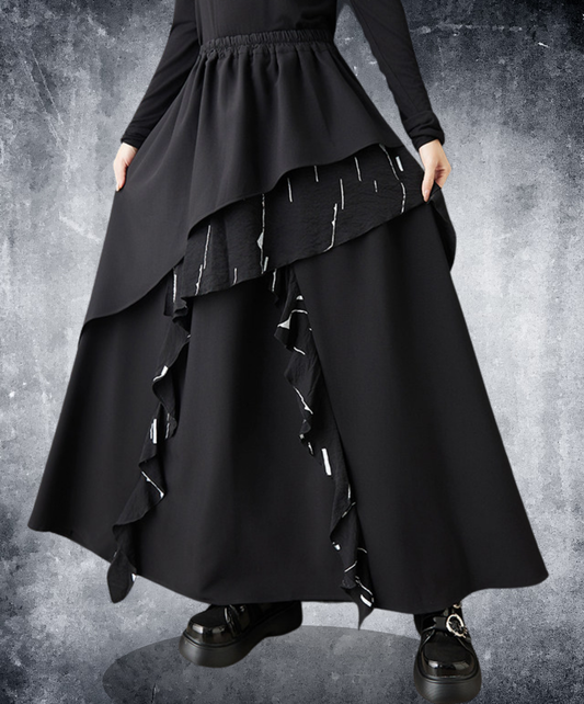 splicing print drapes skirt EN2755