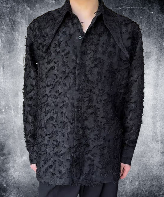 dark sharp collar jacquard shirt EN2147