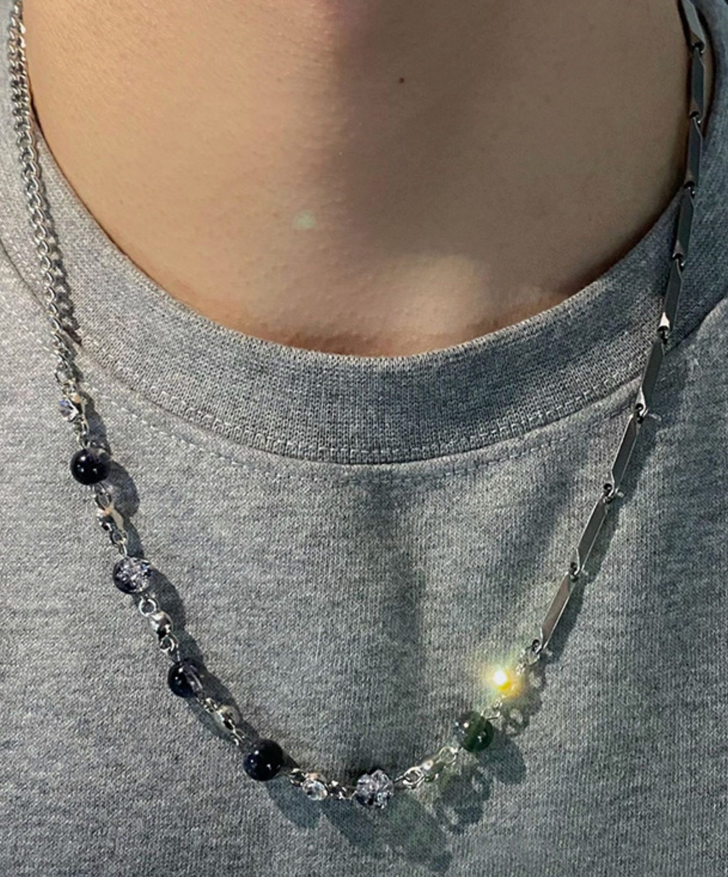 black clear beads necklace EN2514