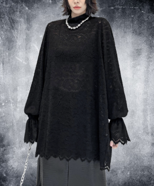 french retro style with lace sleeves t-shirt EN3130