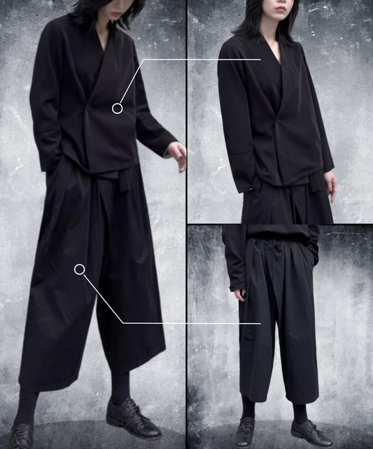 【style45】dark mode outfit set EN1571（jacket+ pants set）