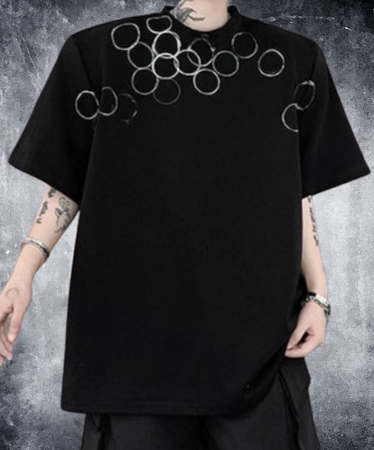 dark hoop design print t-shirt EN2113