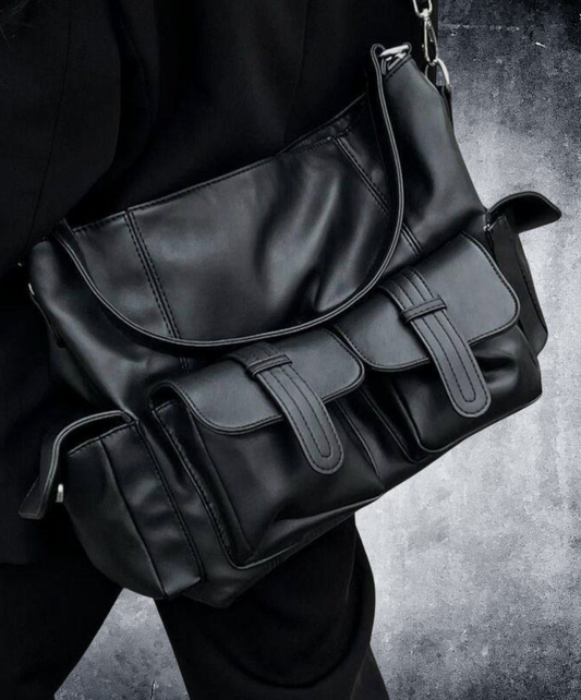 dark large capacity square shoulder bag EN2646