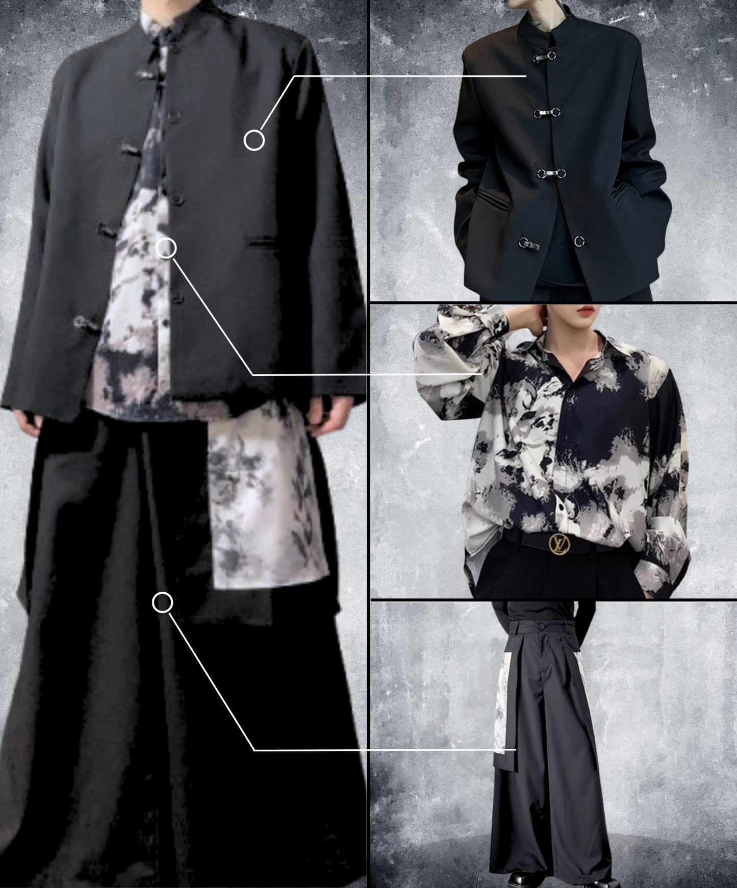 【style68】dark mode outfit set EN1892（jacket + shirt + pants set）