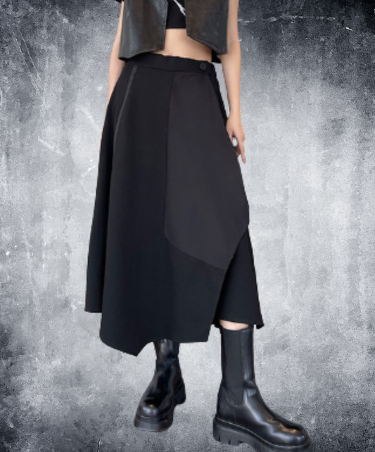 dark asymmetrical layered-look zip-line skirt EN3169