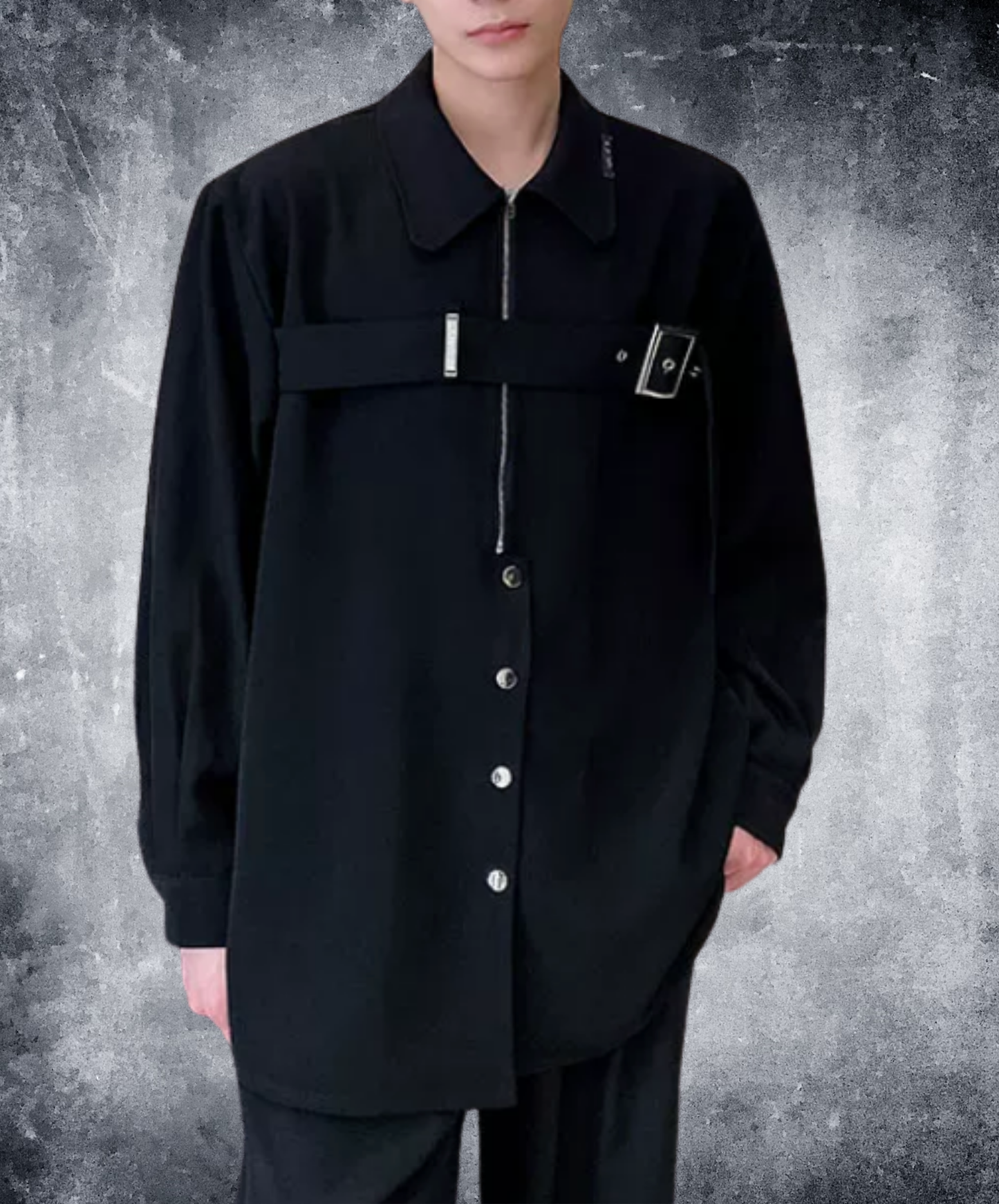 dark metal strap heavyweight shirt EN2861