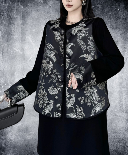 chinese style knot button embroidery shirt EN2722