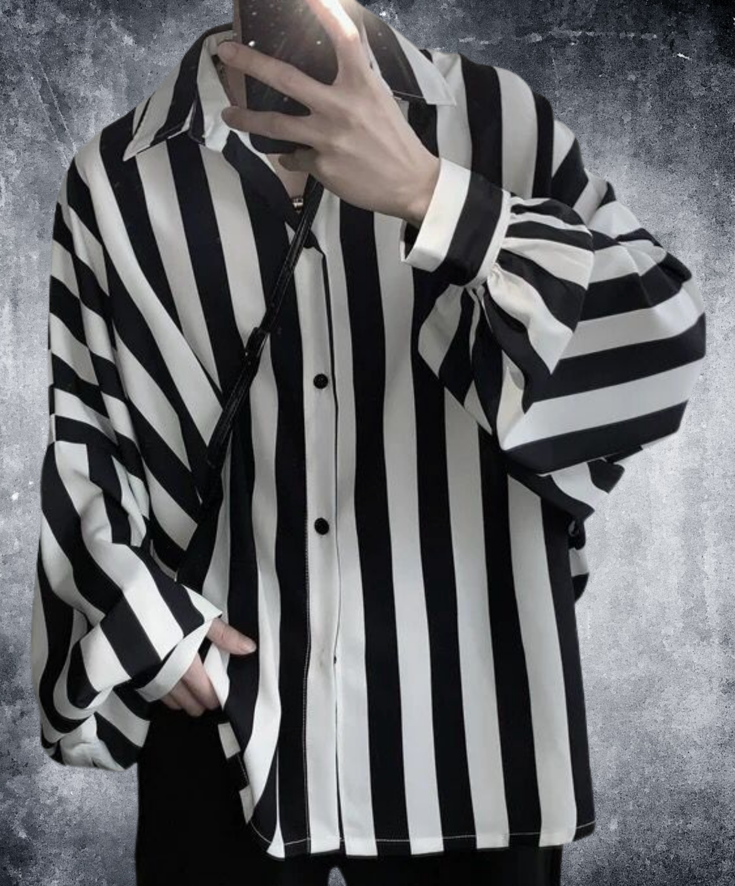 thick striped puff sleeves shirt EN2818