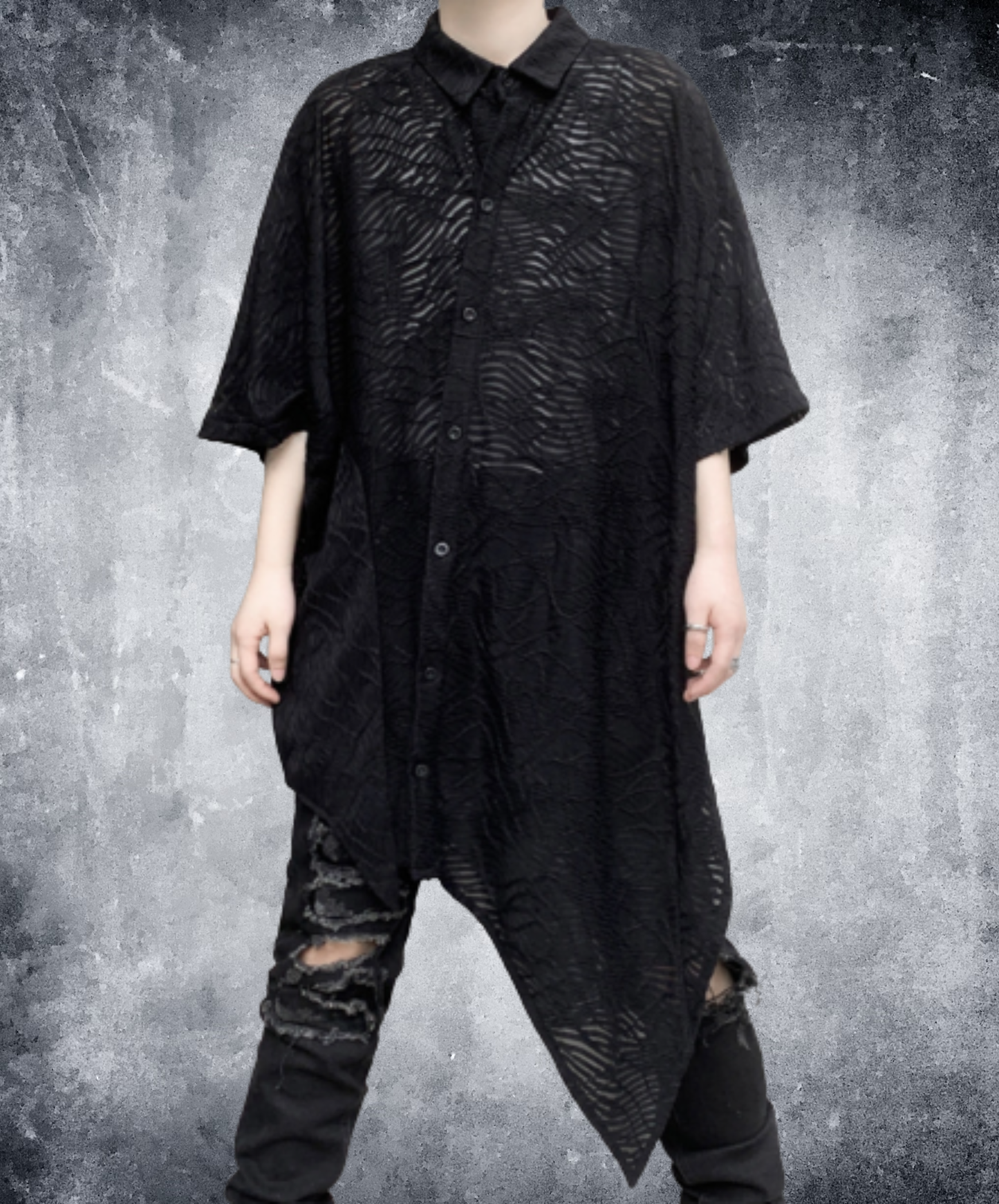 bat-shaped openwork pattern shirt EN3008