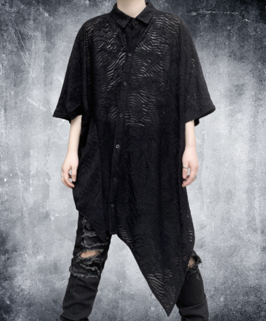bat-shaped openwork pattern shirt EN3008