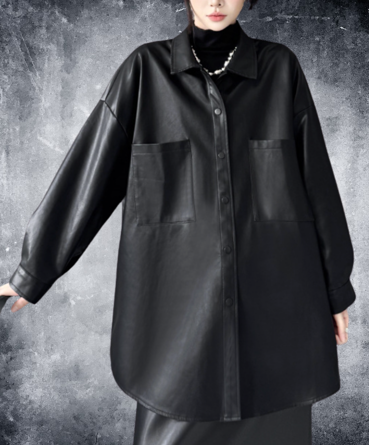 pu leather loose shirt EN2467