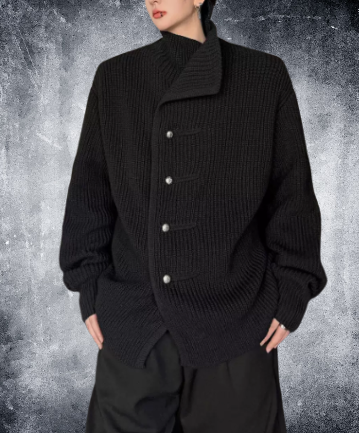 layered-look loose silhouette cardigan EN3255