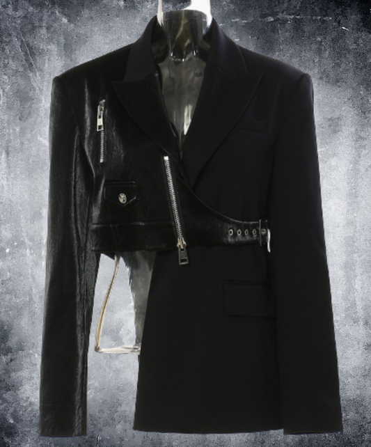 biker-style asymmetric jacket EN3093