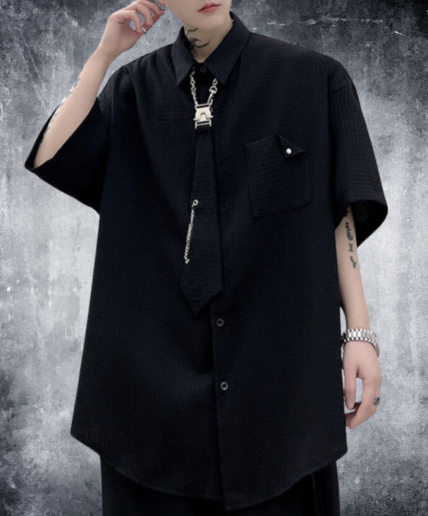 【style51】dark mode outfit set EN1848（jacket + shirt + skirt set）