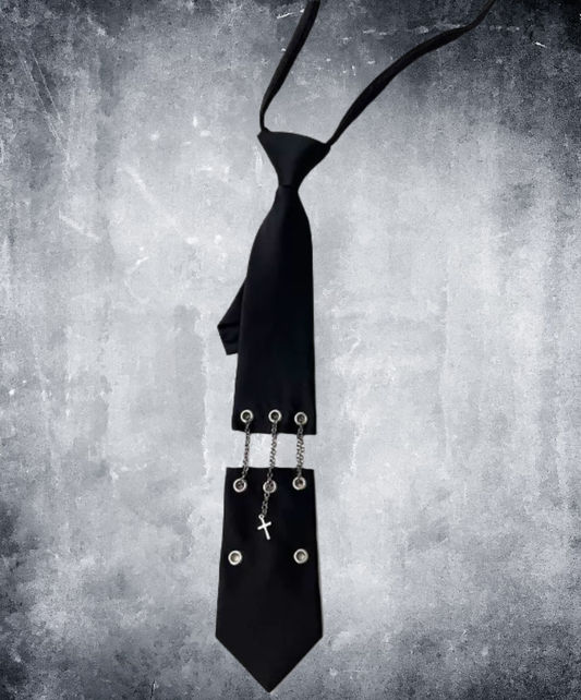 dark zipper chain necktie EN2897