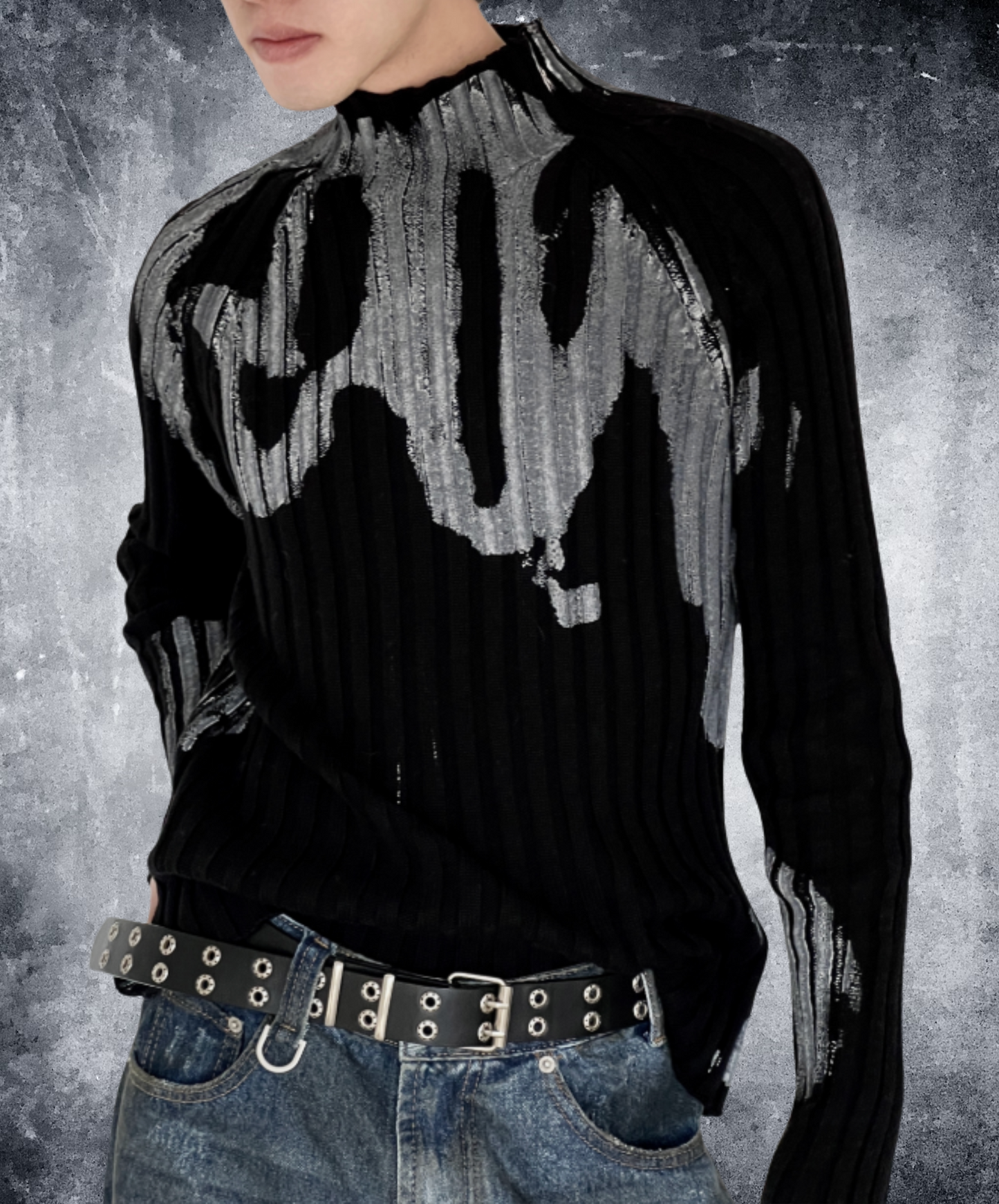 slim fit monotone gradation sweater EN2517