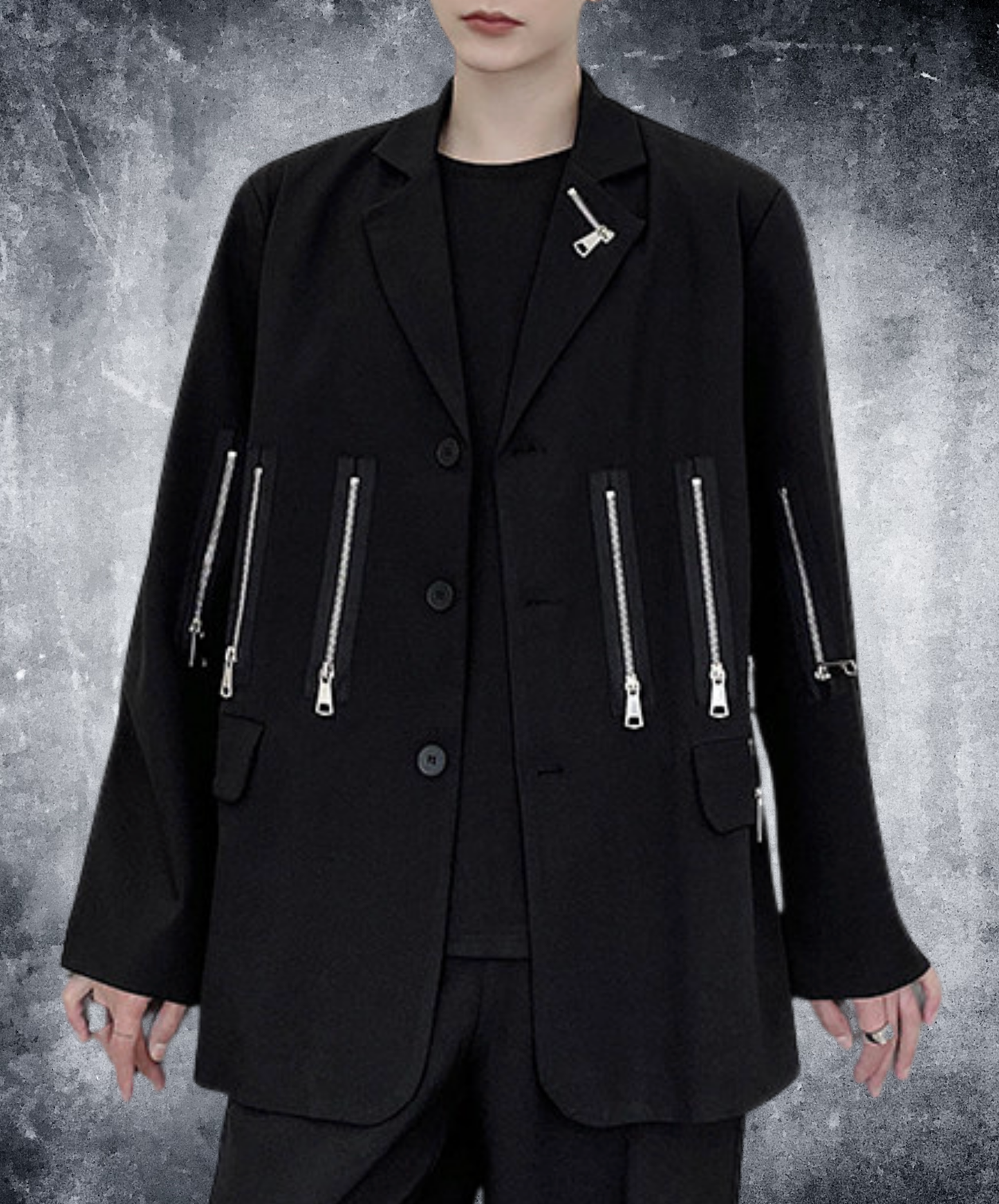 multiple metal zipper decoration jacket EN2754