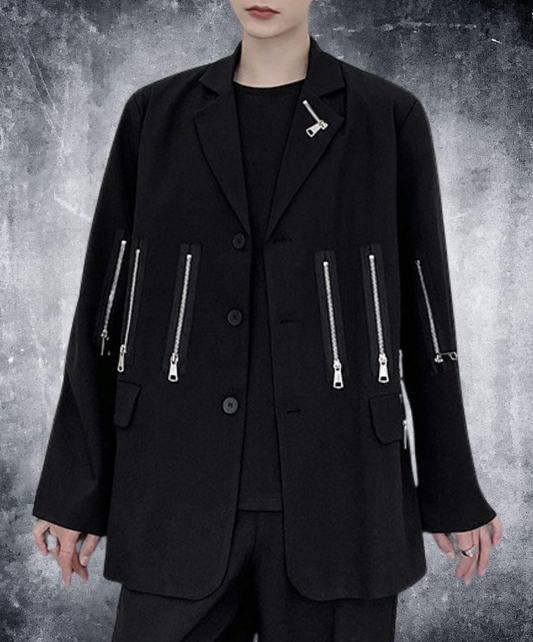 multiple metal zipper decoration jacket EN2754